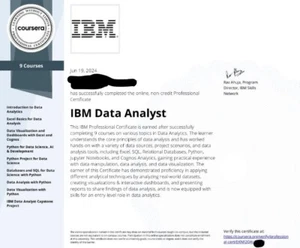 Aide Complete IBM Data Analyst Professional Certificate Coursera - Photo 1 sur 2