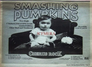 SMASHING PUMPKINS 'Cherub Rock' ; Music Single ADVERT PRINT : 1993 Ad to Frame - Picture 1 of 1