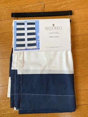 НОВЫЕ две сине-белые полосатые оконные панели 52 x 84 дюйма 100% хлопок - Изображение 1 из 3