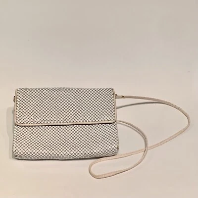 Whiting and Davis белый металлический сетки крест тела наплечная сумка кожаный ремень - Изображение 1 из 4