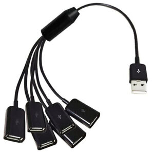 USB-A 2.0 Male to 6 x USB 2.0 Female Data Sync Charging Splitter Cable 0.5m