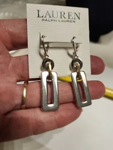 Neu Ralph Lauren Ohrringe gold/silberfarben modernistisch (G411) - Bild 1 von 6