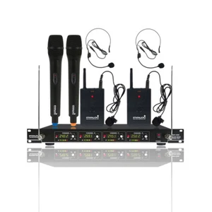 Wireless VHF Microphone Reciever 2CH Handheld 2 Headset Lavalier Bodypacks Mics - Picture 1 of 12