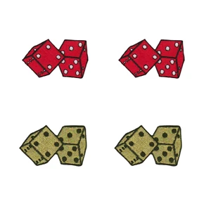 Double Dice Gambling (4er Pack) Bügelbild Patch: Rot & Gold - Bild 1 von 6