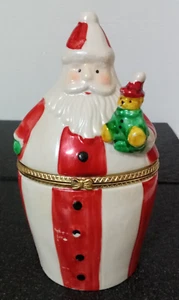 Santa with Bear Trinket Box 7" Tall - Picture 1 of 6