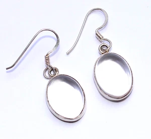 Pendientes de cristal de montaña natural plata 925 pendientes joyas piedras preciosas ovaladas 33 mm - Imagen 1 de 3