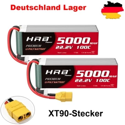 2pcs HRB 6S 5000mAh 22,2V XT90 100C LiPo Batterie für Drohne Auto Flugzeug Boat - Bild 1 von 4