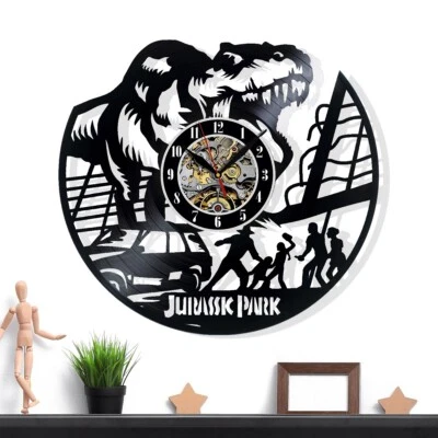 VINYL REVOLT Jurassic Park Vinyl Wall Clock - Decor - Unique Home Accent - Perfect Gift