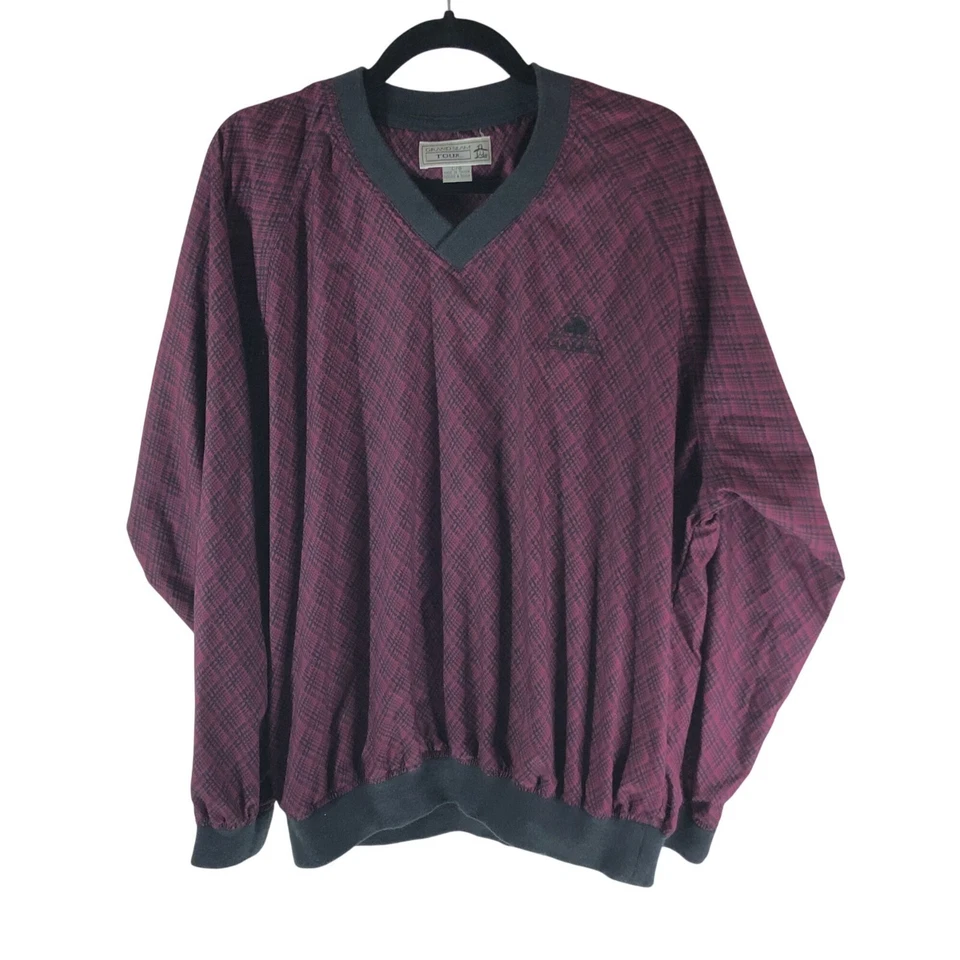 Grand Slam Tour Pullover Windbreaker Jacket Glen Oaks Pockets Burgundy L - Image 1 of 4