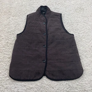 Liv Filled Vest Womens Large Brown Outside Button Up Sleeveless Casual Rayon - Picture 1 of 13