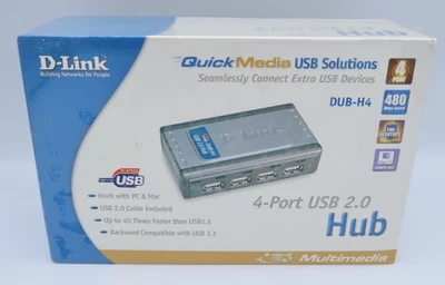 NEW D–LINK 4 Port USB 2.0 Hub (DUB- H4) Plug & Play Hot Swappable Windows/Mac OS - Image 1 of 4