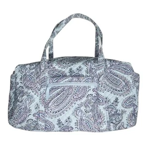 Vera Bradley Soft Sky Paisley Large Duffel Crossbody Strap Quilted Travel Bag - Picture 1 of 12