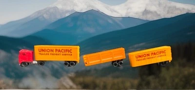 Red Semi with 20' Union Pacific Container  HO Scale Trains & Two Extras - Image 1 of 4