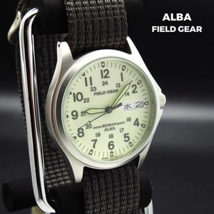 Orologio militare SEIKO ALBA FIELD GEAR data giorno quadrante fluorescente dal Giappone - Foto 1 di 5