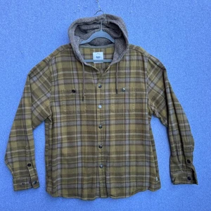 Katin Sakko Herren XL grün kariert Flanell Kapuze Shacket Knopfleiste Taschen - Bild 1 von 10