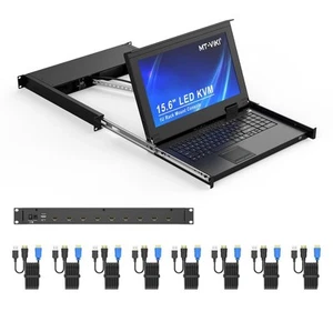 MT-VIKI 1U Rackmount HDMI KVM Konsole mit 15,6" LED Monitor 1920x1080 - Bild 1 von 8