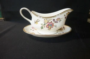 Wedgwood Schwalbe gelb braun Trim Sauciere 9" breit und Unterteller 8 1/2" Wi - Bild 1 von 1