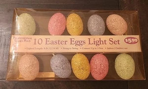 Vintage Easter Set of 10 Pastel Easter Egg String Lights NIP - Picture 1 of 6