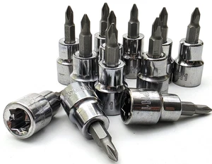 Lot of 12 Husky #1 Phillips Bit Sockets 3/8" Drive PH1 - Picture 1 of 12