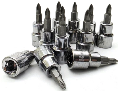 Lot of 12 Husky #1 Phillips Bit Sockets 3/8" Drive PH1 - Image 1 of 4