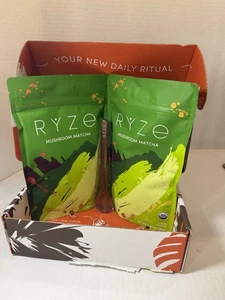 Nuevo paquete de 2 matcha de champiñones orgánicos, 1 cuchara de madera de acacia sellada 6,35 oz Ea - Imagen 1 de 7