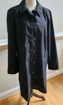 Gabardina Lands End negra hasta la rodilla para mujer grande 14/16 Career Chic   Foto 1 de 4