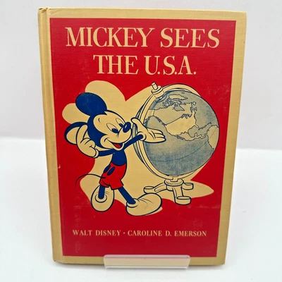 Libro de tapa dura Disney Mickey Sees the USA de Caroline Emerson 1944 primera edición Foto 1 de 4