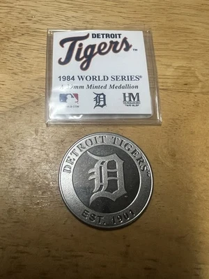 Moneda Serie Mundial Tigres de Detroit 1984 plata 39 mm medallón acuñado Foto 1 de 2