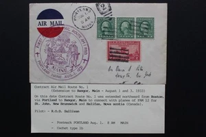 1931 COVER 1st FLIGHT AIR MAIL ROUTE PORTLAND TO MAINE POSTAL HISTORY - Picture 1 of 2