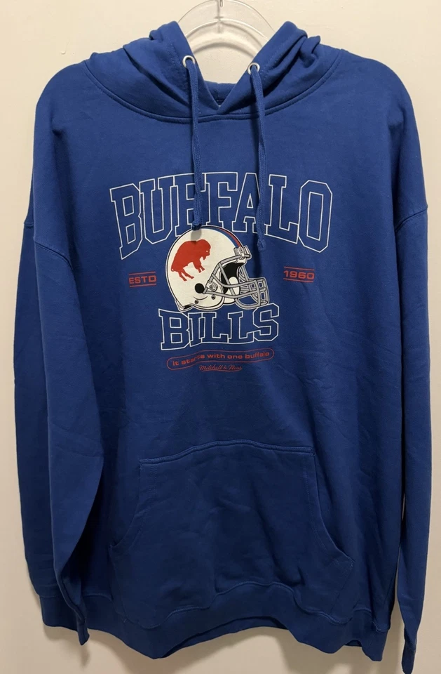 Mitchell & Ness Royal Buffalo Bills Casco Clásico Pullover Sudadera con Capucha 2XL Nuevo $85 Foto 1 de 4