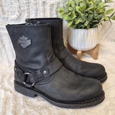 Botas Harley-Davidson Scout Arnés de Cuero Negro Motociclista Para Hombre Talla 7 Para Mujer Talla 9 Foto 1 de 4