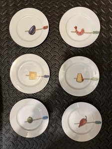 Crate & Barrel Nancy Green Fruit Fromage Appetizer Cheese Plates 6 1/2" Set of 6 - Picture 1 of 8