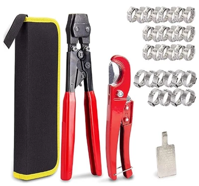 Kotto Ratchet PEX Crimping Clamp Cinch Tool & Pipe Hose Cutter 34pc. X003S7SEC9