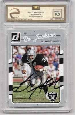 Firmado 2016 Donruss #225 Bo Jackson Panini en persona en tarjeta autógrafo 8,5 casi nuevo-como nuevo Foto 1 de 2