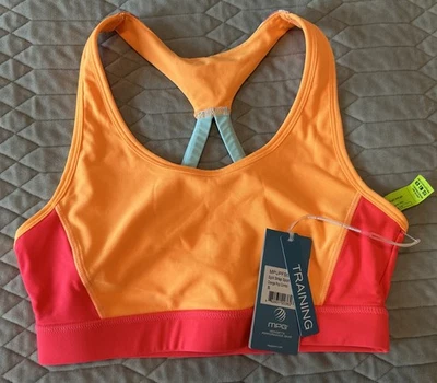 Sujetador deportivo MPG nuevo con etiquetas correa dividida soporte naranja talla S Foto 1 de 2