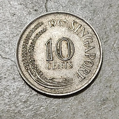 MONEDA DE DIEZ (10) CENTAVOS SINGAPUR 🇸🇬 1967 Foto 1 de 2