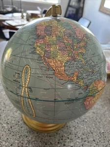 VIntage Cram's Scholastic Globe 10 1/2" 1960's Metal stand NICE!! - Picture 1 of 9