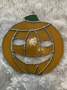 Stained Glass Halloween Pumpkin Jack O'Lantern Handmade - Picture 1 of 5