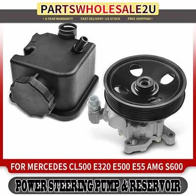 2pcs Power Steering Pump w/ Reservoir for Mercedes-Benz CL500 E320 E500 E55 AMG - Image 1 of 4