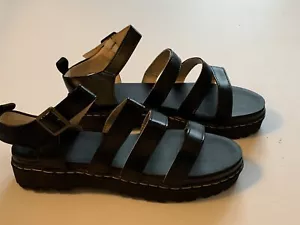 New Black Doc Martin Style Lug Sole Buckle Sandals 9 - Picture 1 of 4