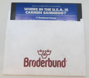 WHERE IN THE U.S.A. IS CARMEN SANDIEGO 5.25" Disquete IBM PC / AT / XT / PCjr - Imagen 1 de 4