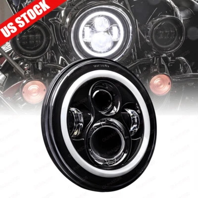 Proyector de faros LED halo DRL para motocicleta de 7" para Harley-Davidson Street Glide Foto 1 de 4