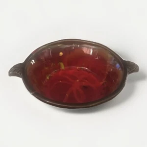 Vtg California Originals Pottery Red Orange Drip Lava Glaze Bowl MCM 129 USA - Picture 1 of 10