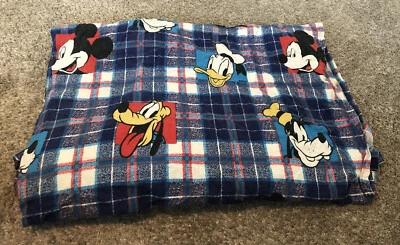 Disney Vintage Plana Doble Hoja Cuadros Multicolor Mickey Goofy Donald Pluto Foto 1 de 3