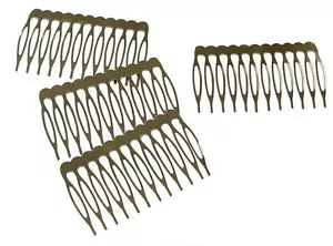 Paquete de 12 peines de metal plateado con dientes para accesorios para el cabello. en 3 tallas - Imagen 1 de 15