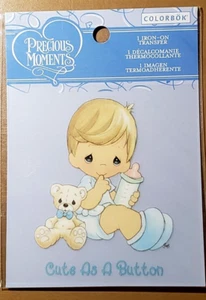 PRECIOUS MOMENTS Transferencia de Arte Planchada - LINDO COMO UN BOTÓN - NIÑO - Imagen 1 de 2