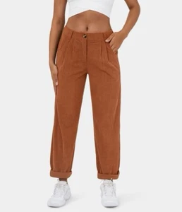 118.- Mid Rise Button Zipper Side Pocket Corduroy Casual Pants - Picture 1 of 4