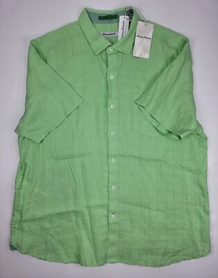 NEW TOMMY BAHAMA COSTA SERA LINEN BUTTON SHIRT MP3 GREEN TEXTURED MENS XL NWT  - Image 1 of 4