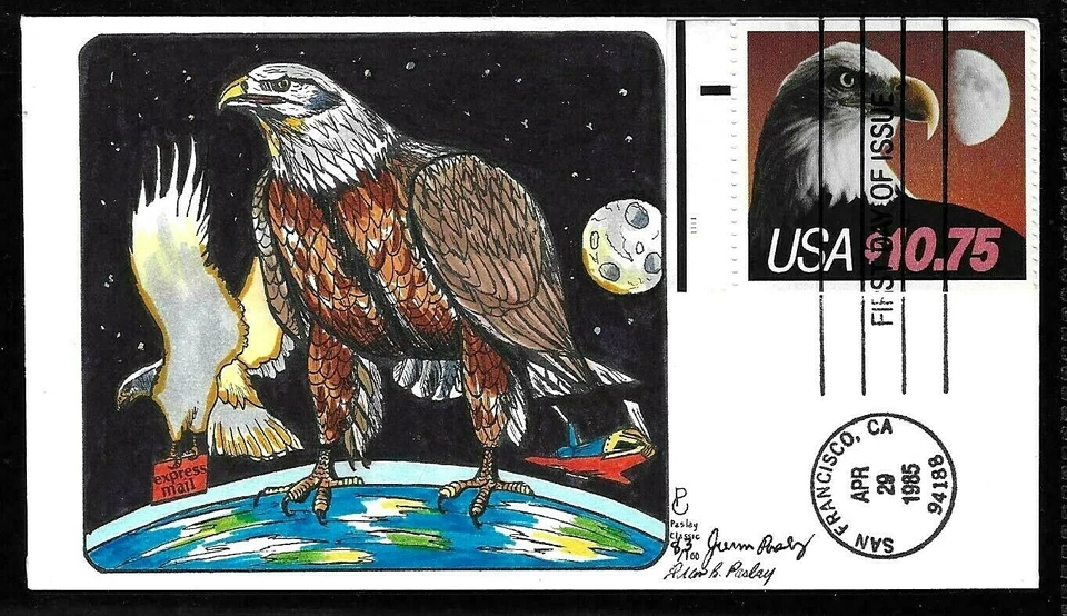2122 $10.75 Stamp (1985) AMERICAN EAGLE FDC HD/HP BY PASLAY CLASSIC CACHETS - Image 1 of 1