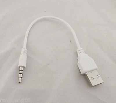 10x 3.5mm Aux Audio Plug To USB 2.0 Male Charge Cable Adapter Cord Car MP3 White - Image 1 of 4